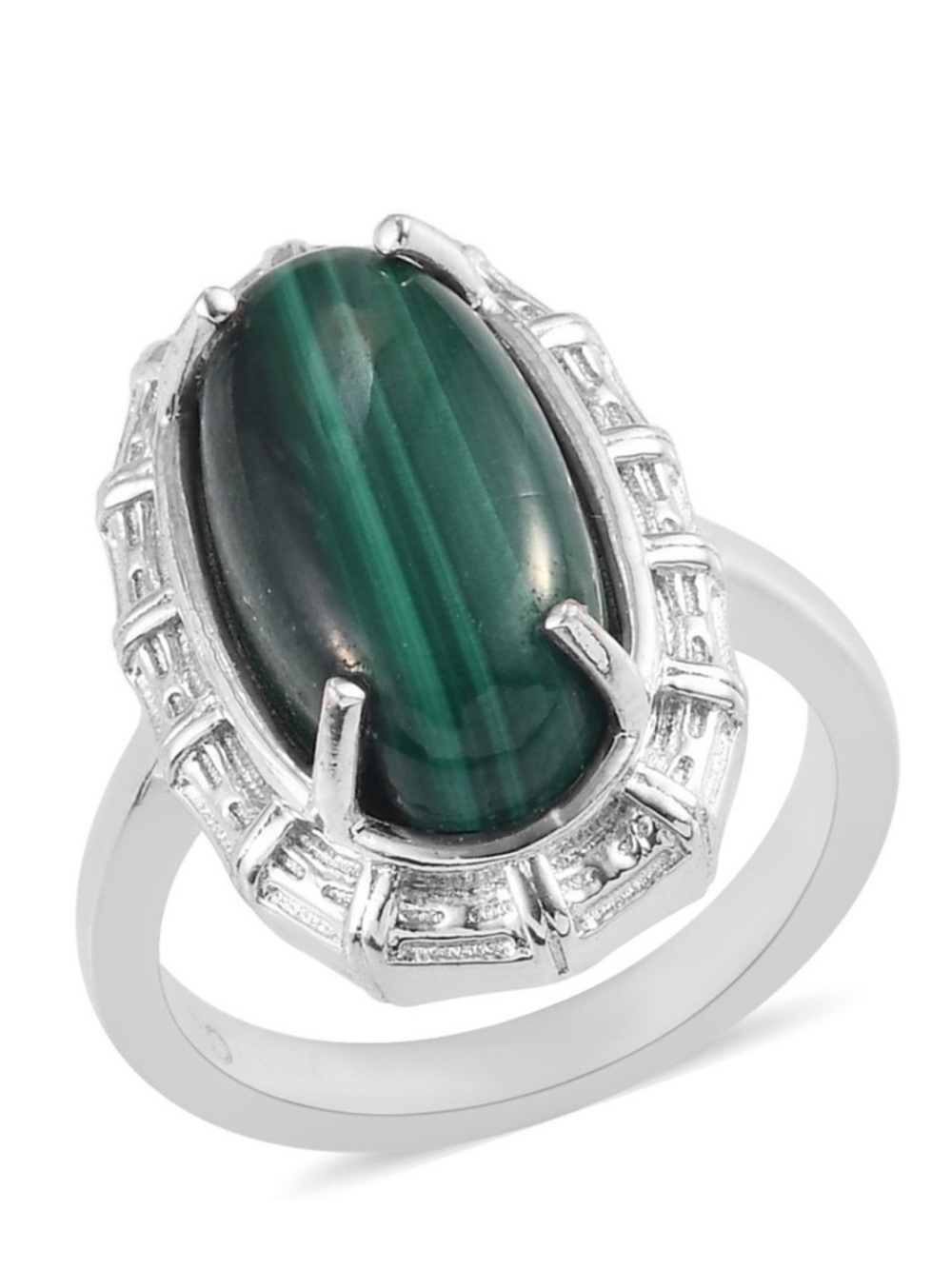 African Malachite Solitaire Ring
